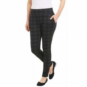 Dalia Tummy Control Pull On Plaid Skinny Pants (Black Plaid) - Large